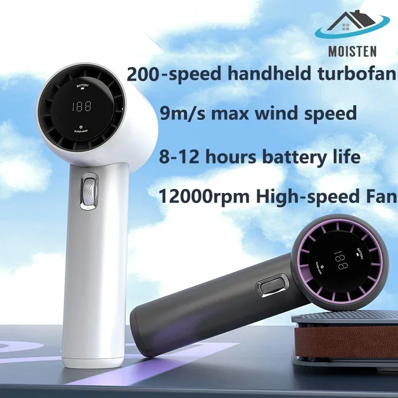 200 Wind Speeds Adjustable High-speed Portable Handheld Turbofan USB Rechargeable Mini Fan Ultra-long Battery Life