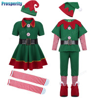 Kids Adult Christmas Clothing Set Kids Tops Pants Hat Belt Children Xmas Clothes Baby Boy Girl Birthday Outfit Elves Costume