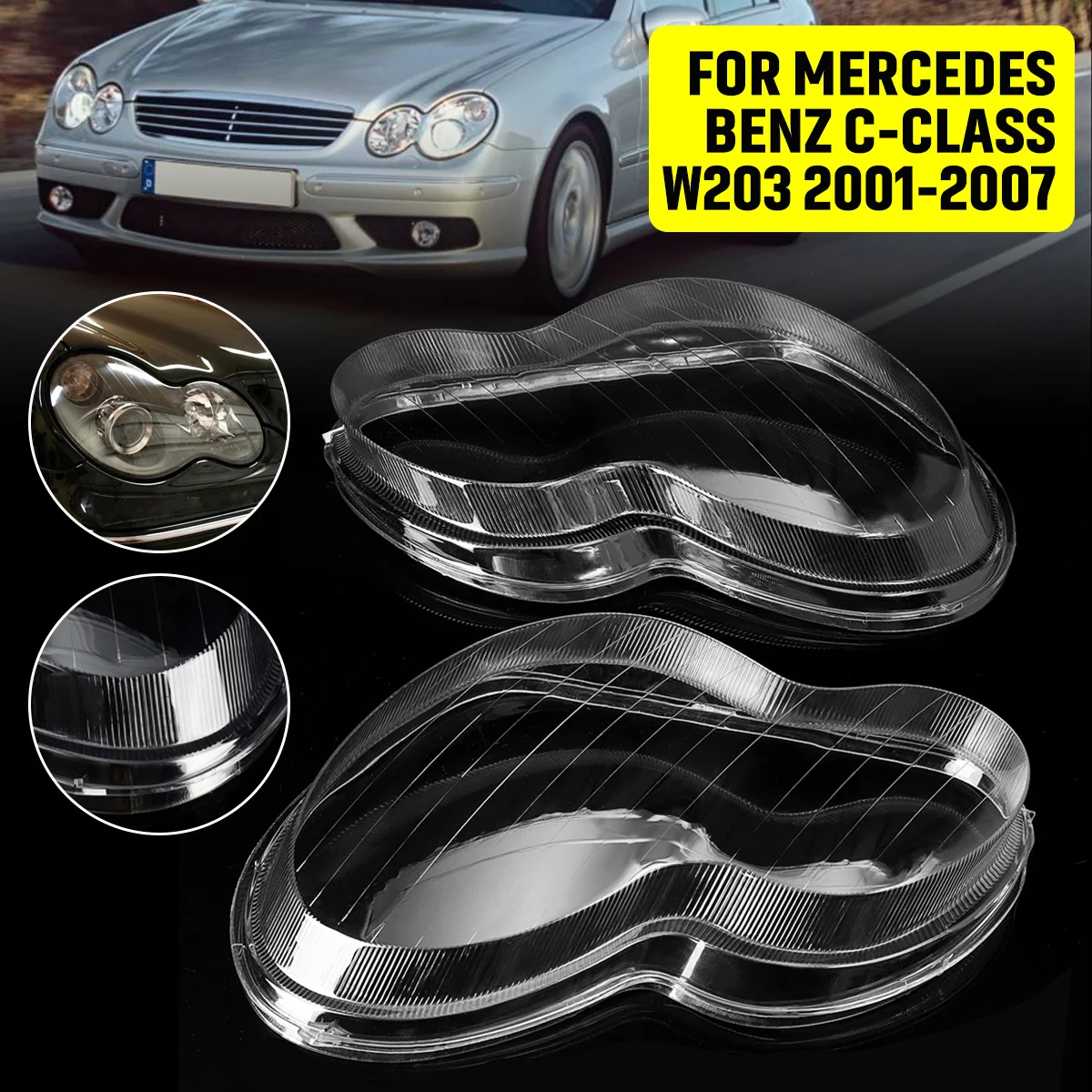 

Стеклянная крышка фары для Mercedes-Benz W203 4-дверный C180 C200 C230 C260 C280 2001-2007, защитный кожух фары
