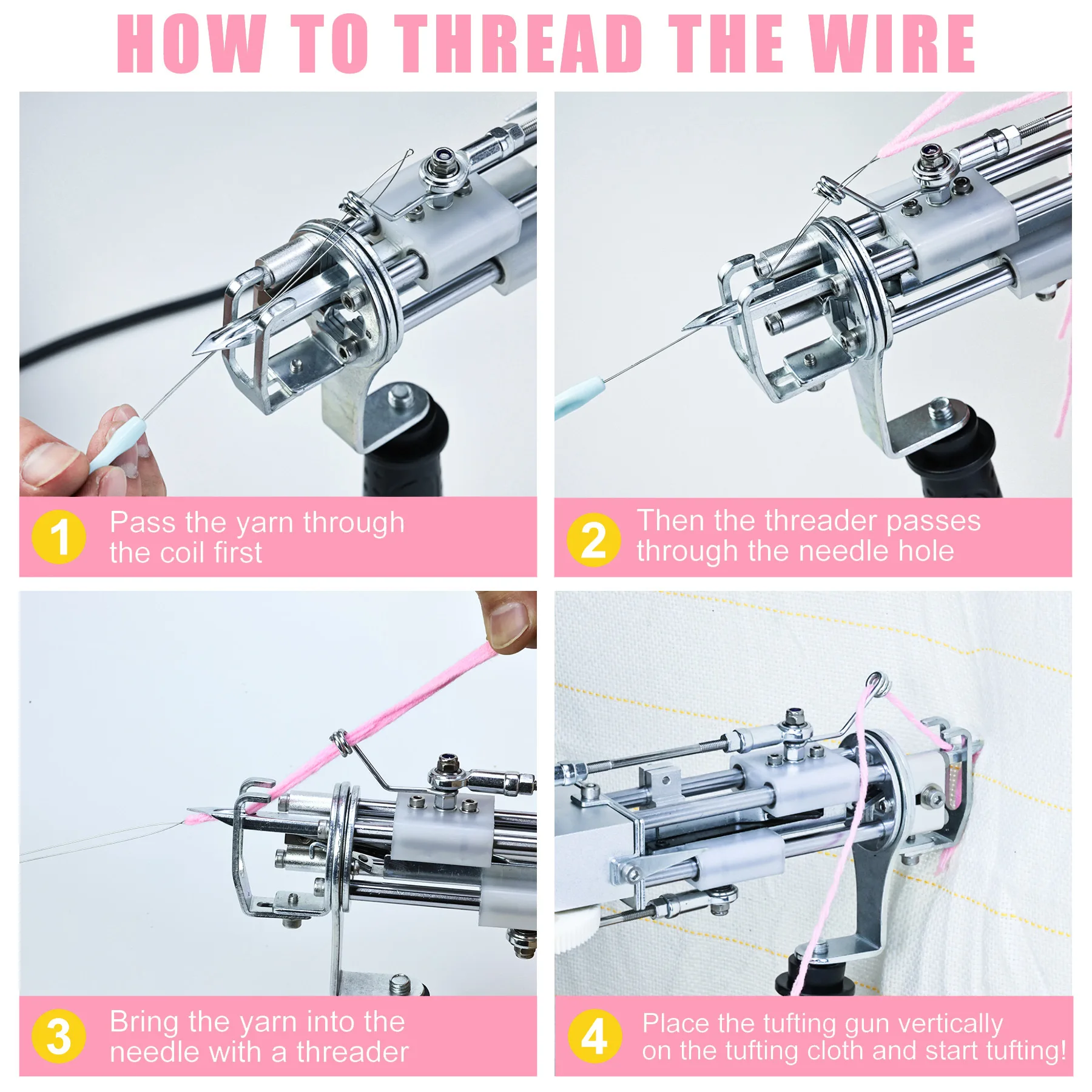 Electric Tufting Gun para tapete tecelagem, agulha elétrica, 2 em 1 corte