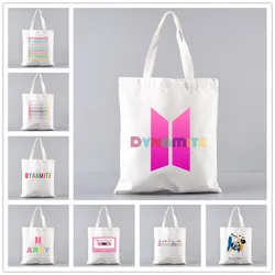 New Album DYNAMITE Printed Women Shoulder Bags Harajuku Eco Tote Handbag Large Capacity Canvas Shopper Bag Fashion Girl Handbags