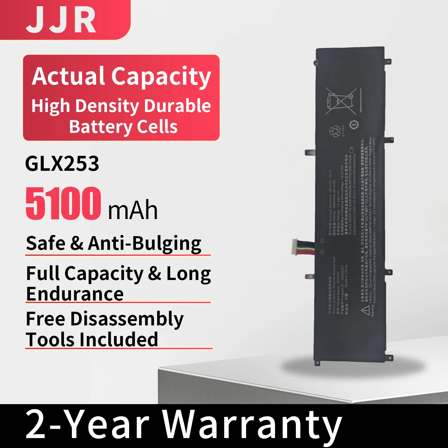 New GLX253 55.44Wh/4800mAh 11.55V Replacement Laptop Battery for Pinchun T2 Z9 MX56, HIPAA S5 X7, Anye T1