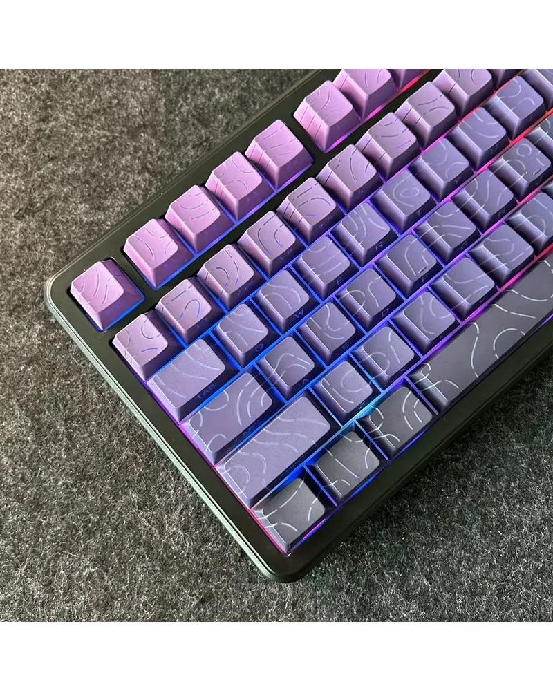 Keycap adaptation wooting step from ace68 key 87 key 108 key purple contour line side engraved light gradual change