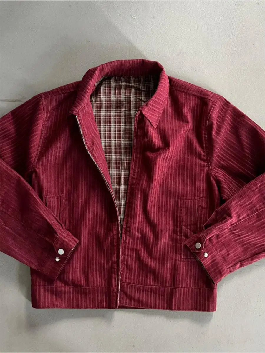 

EME Boxy Fit Plaid Inner Lined Basic Striped Zipper Cleanfit Jaet Coat for Teen Boys Cotton Blend irt Sve Autumn Outer...