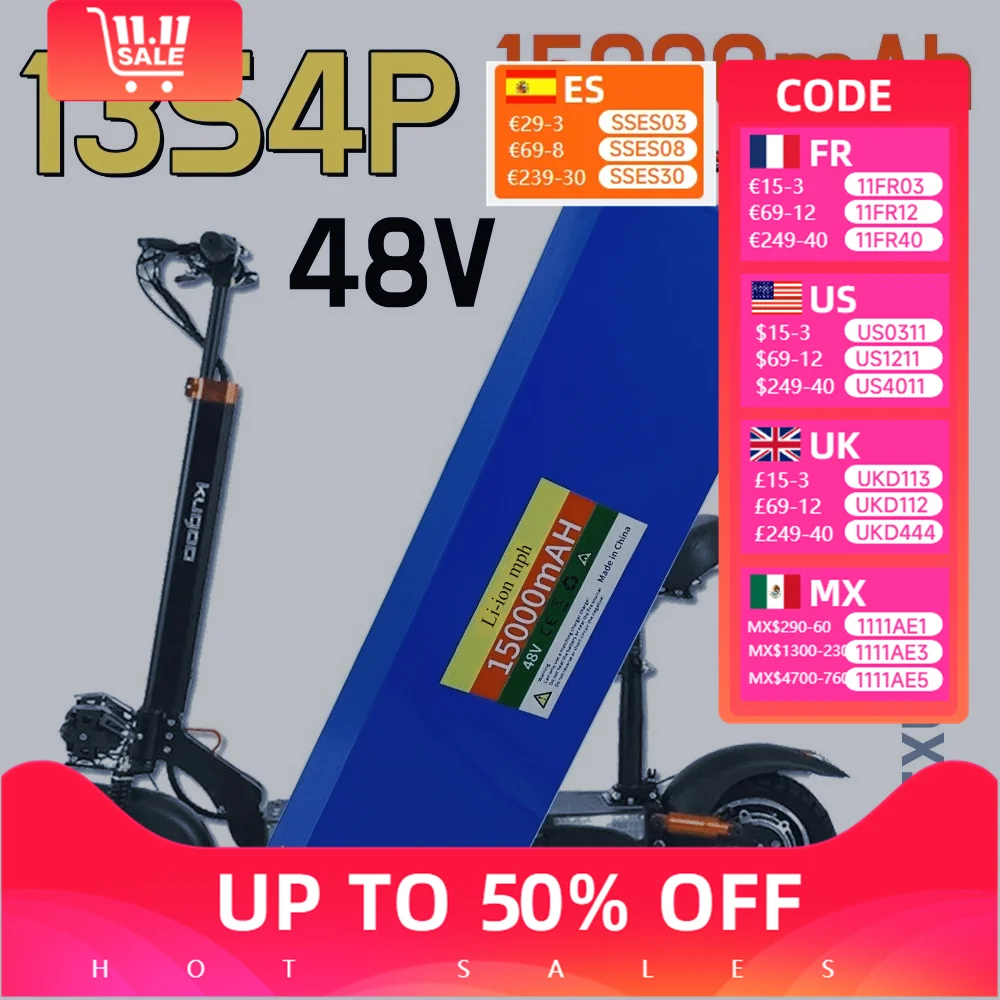 

For Kugoo M4/M4Pro/MaxSpeed 15000mAh battery pack +BMS 48v lithium ion battery