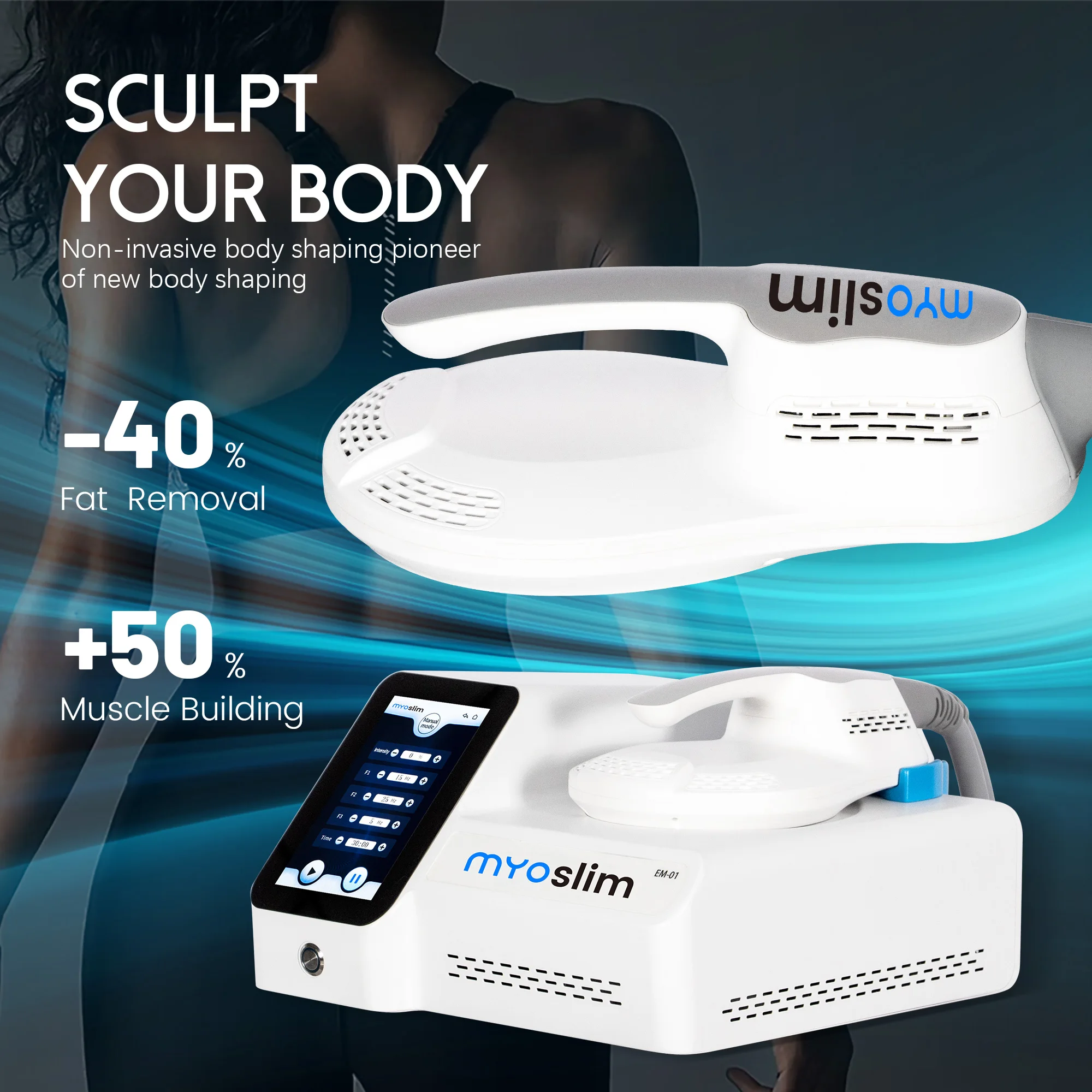

Аппарат для коррекции фигуры EMS RF 6500W MYOslim: Стимуляция мышц, электромагнитная терапия, похудение, подтяжка кожи, салонный уровень профессионализма