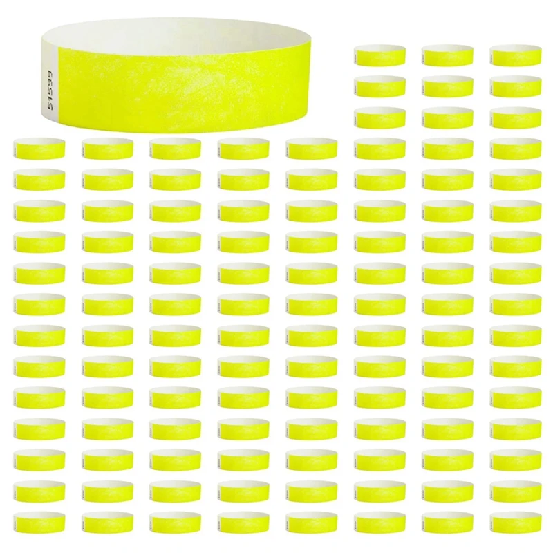 

2000 Pcs Paper Wristbands Neon Event Wristbands Colored Wristbands Waterproof Paper Club Arm Bands (Yellow)