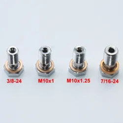 Chromed Single Banjo Bolt M10x1, M10x1.25, 3/8-24, 7/16-24