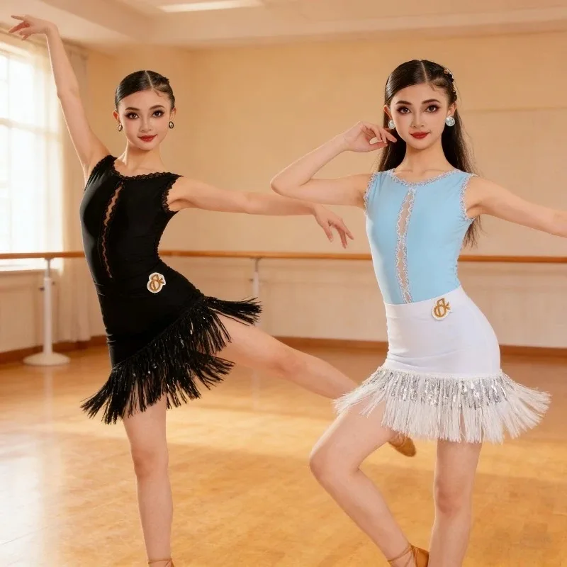 New Spring Summer Girls Latin Dance Outfit Kids Fashion Internet Celebrity Style Practice Performance Costume Dancewear