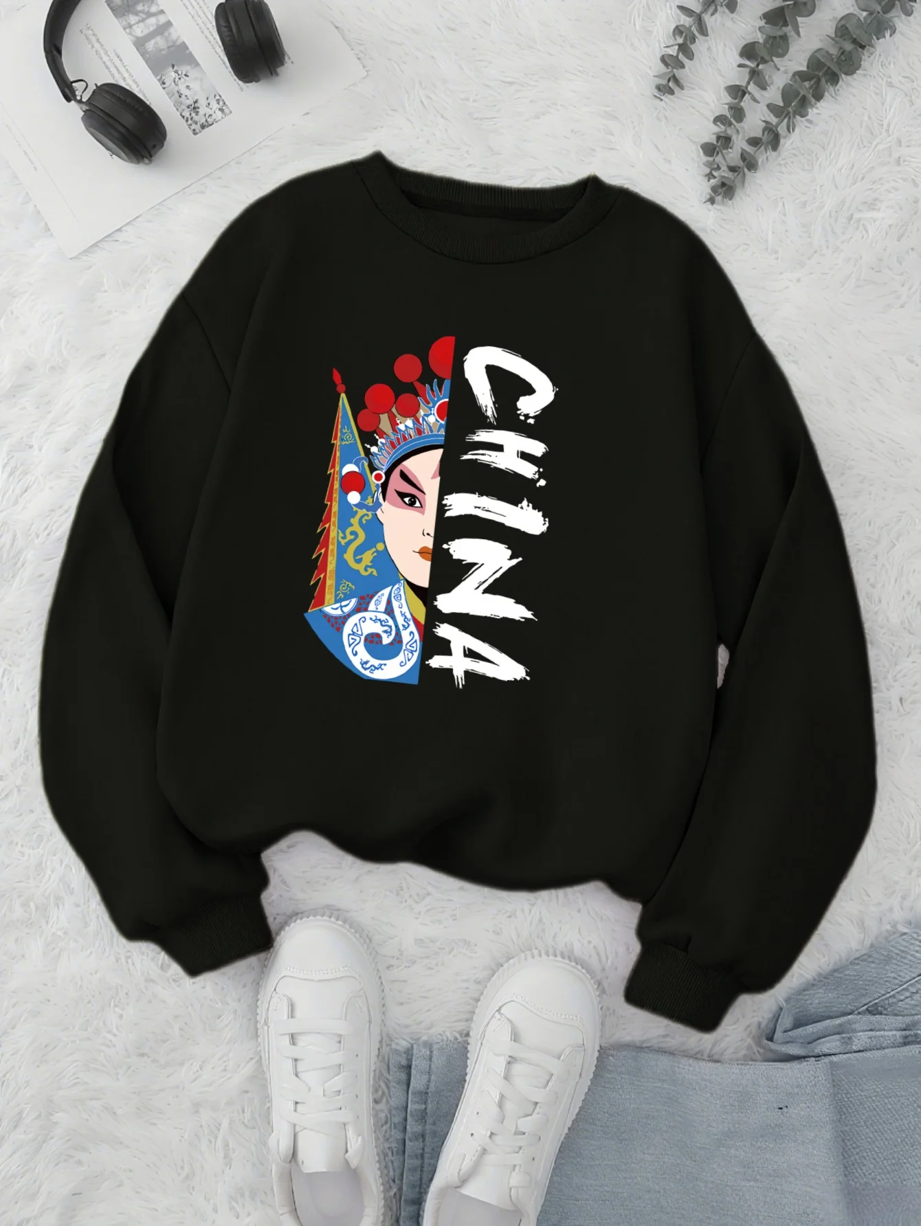 

Chinese Style Graphic Printing Autumn and Winter Pure Cotton Men's and Women's Sweatshirts Outdoor Sports and Leisure Fashion