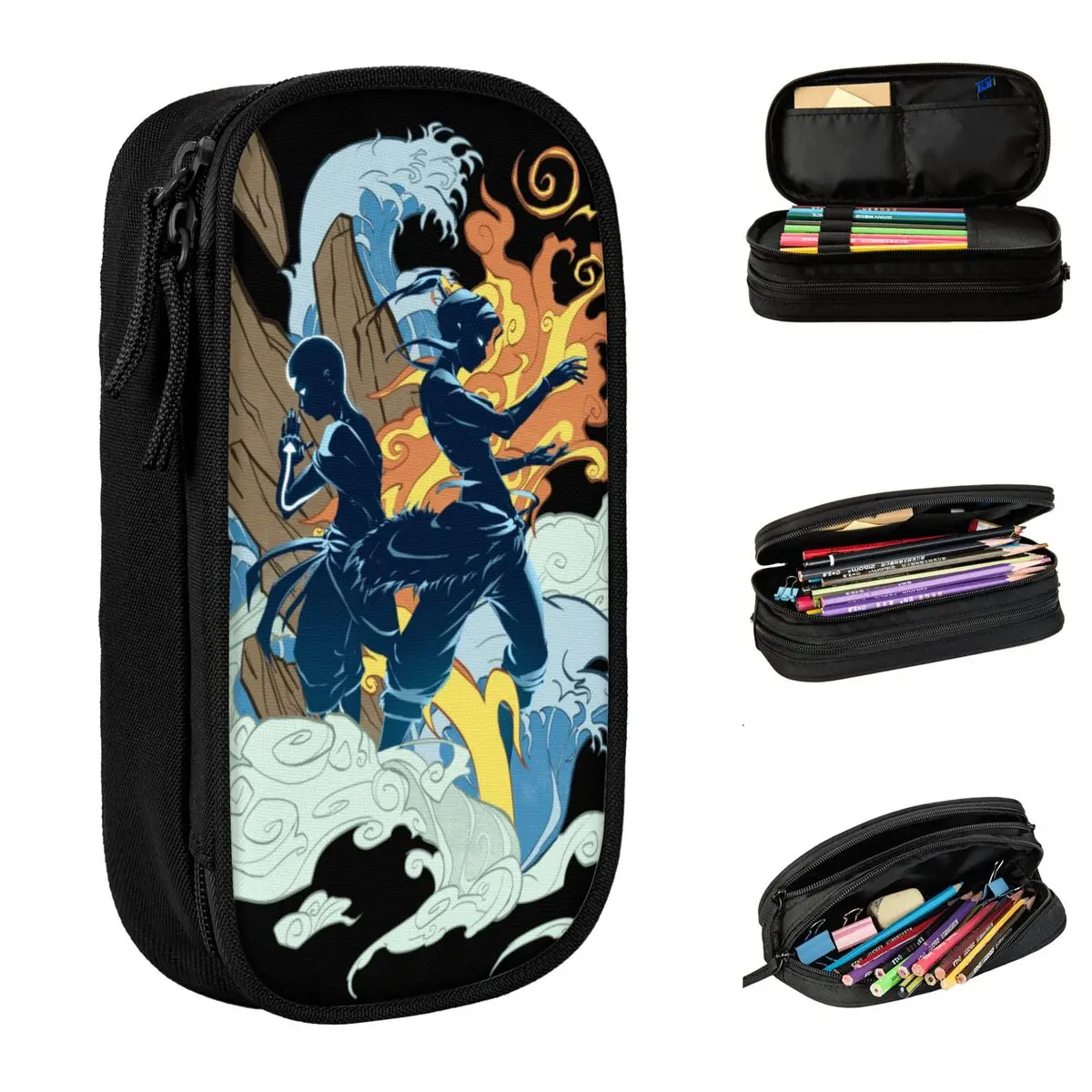 korra avatar the last airbender lapis case pen box grande capacidade lapis bolsas artigos de papelaria zipper dois 01