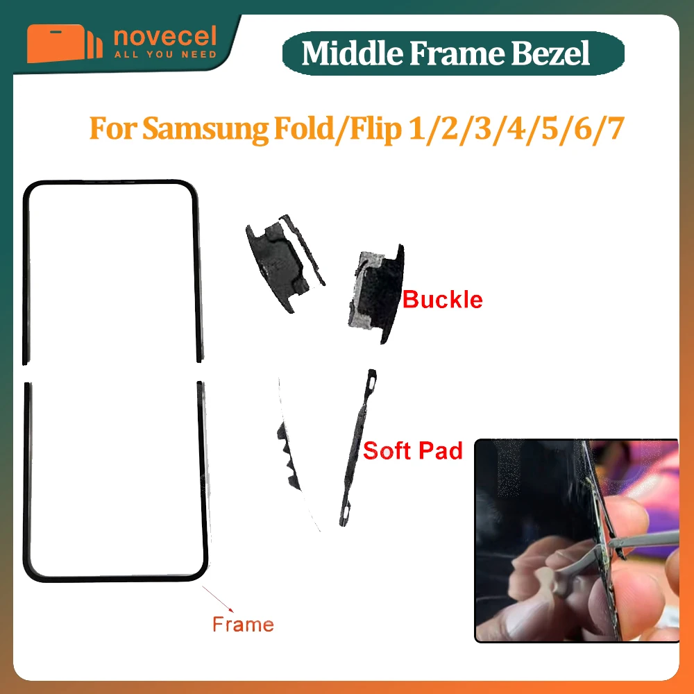 Novecel для Samsung Galaxy Z Fold 6 2 3 4 5 Z Flip 6 2 3 4 5 6 Средняя рамка Замена F741 F731 F711 F721 F9460 F9560 F9260