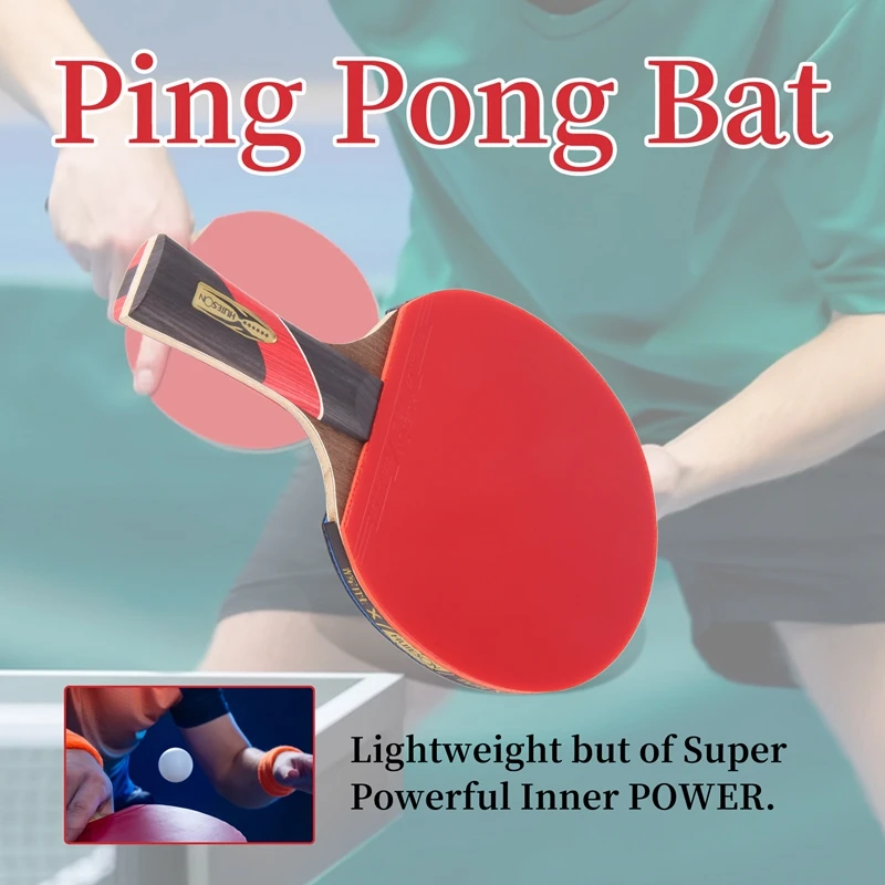 Huieson Super krachtige pingpongracketbat, 6 sterren tafeltennisracket kleverige puistjes