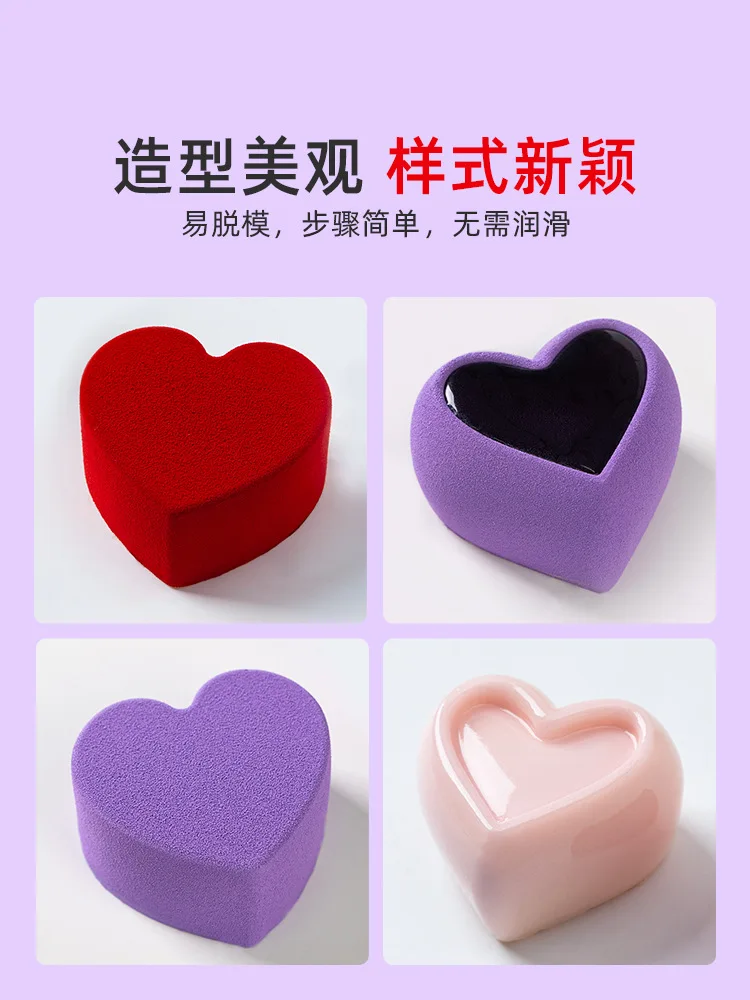 Klein hart mousse cake siliconen mal Frans gebak chocolade concave hartvormige vulling bakvorm
