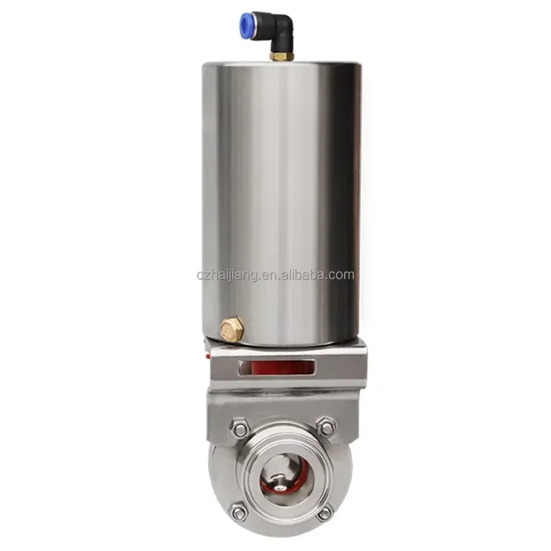 Heavy Stainless Steel DN40-DN600 Vertical Pneumatic Sanitary Tri-Clamp Butterfly Valve Automatic Control Butterfly Valve