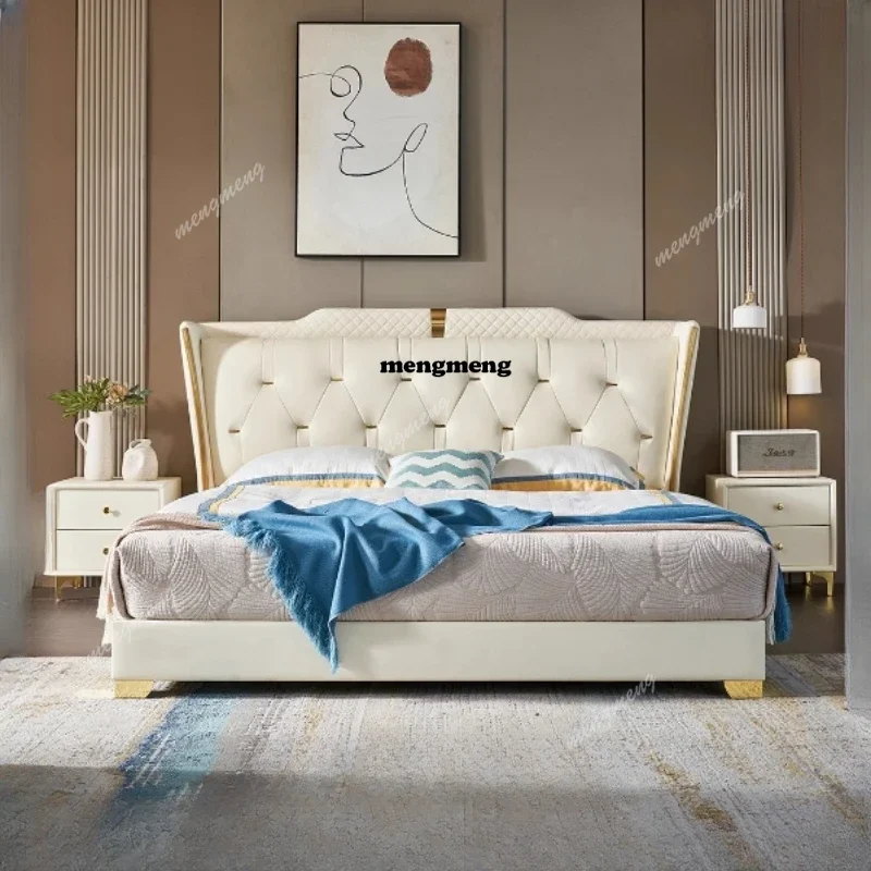 Cama doble con marco De tamaño Queen, Cama doble sencilla De tamaño King para sala De estar, Cama doble moderna De lujo, muebles De dormitorio