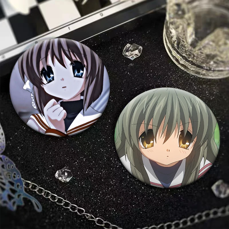 Game Clannad Brooches Anime Pins Furukawa Nagisa Okazaki Ushio Hiiragi Kappei Fujibayashi Kyou Cartoon Badge Bag Accessories