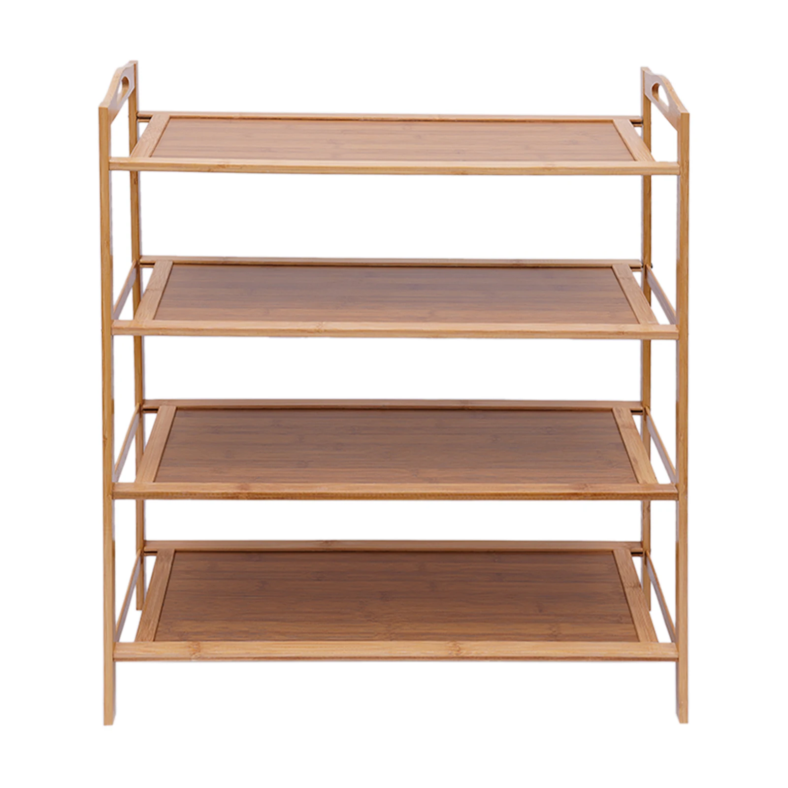 CNCEST 4 Layers Bamboo Shoe Rack Porch Shoe Rack 4-Layer Bamboo Shoe Rack Open Shoe Storage Rack Bamboo Hollow Storage Rack