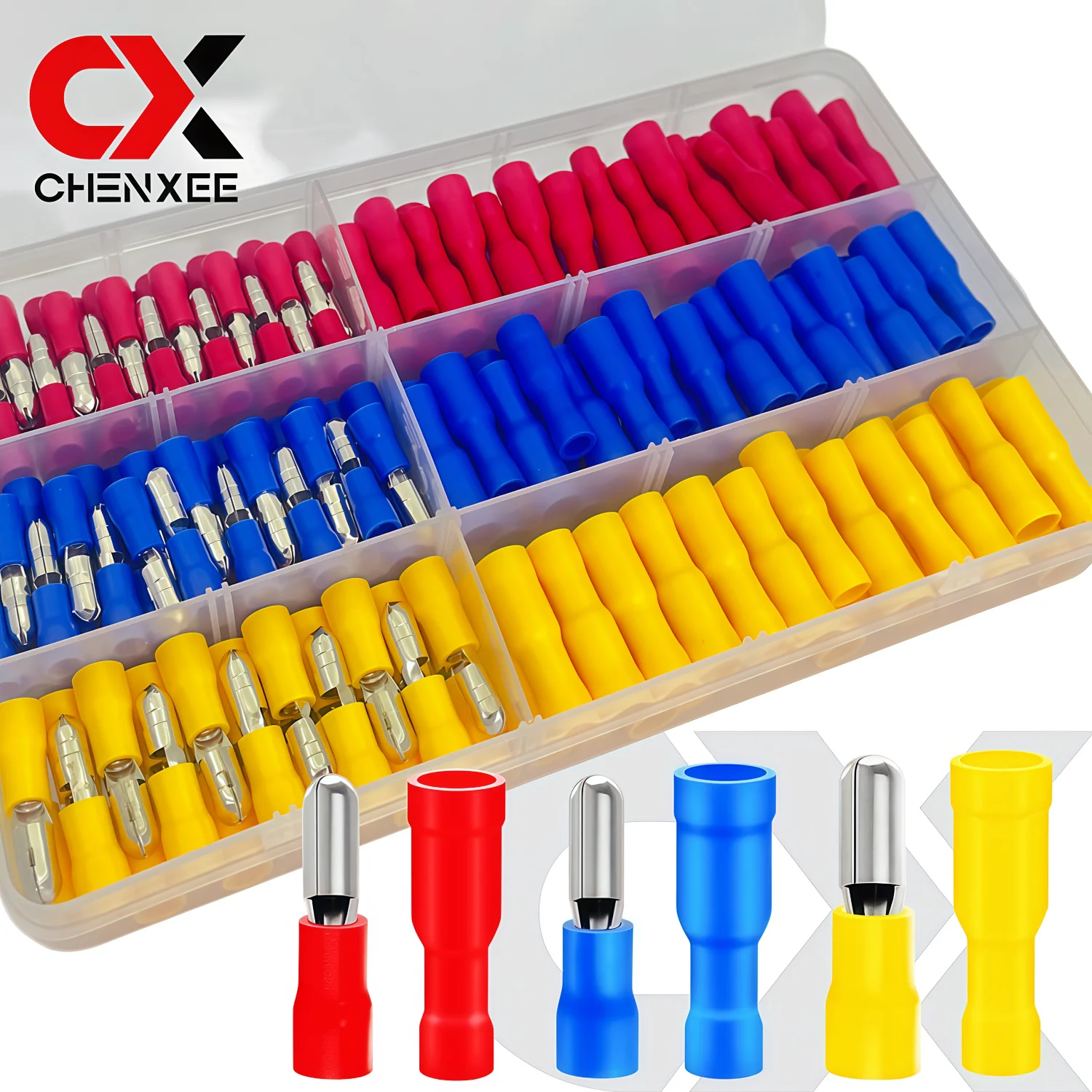 Conectores de Fio Isolados 80/160 Peças, Terminais de Compressão de Latão Estanhado, 22-10AWG PVC Retardador de Chamas para Aplicações Elétricas Automotivas e Residenciais