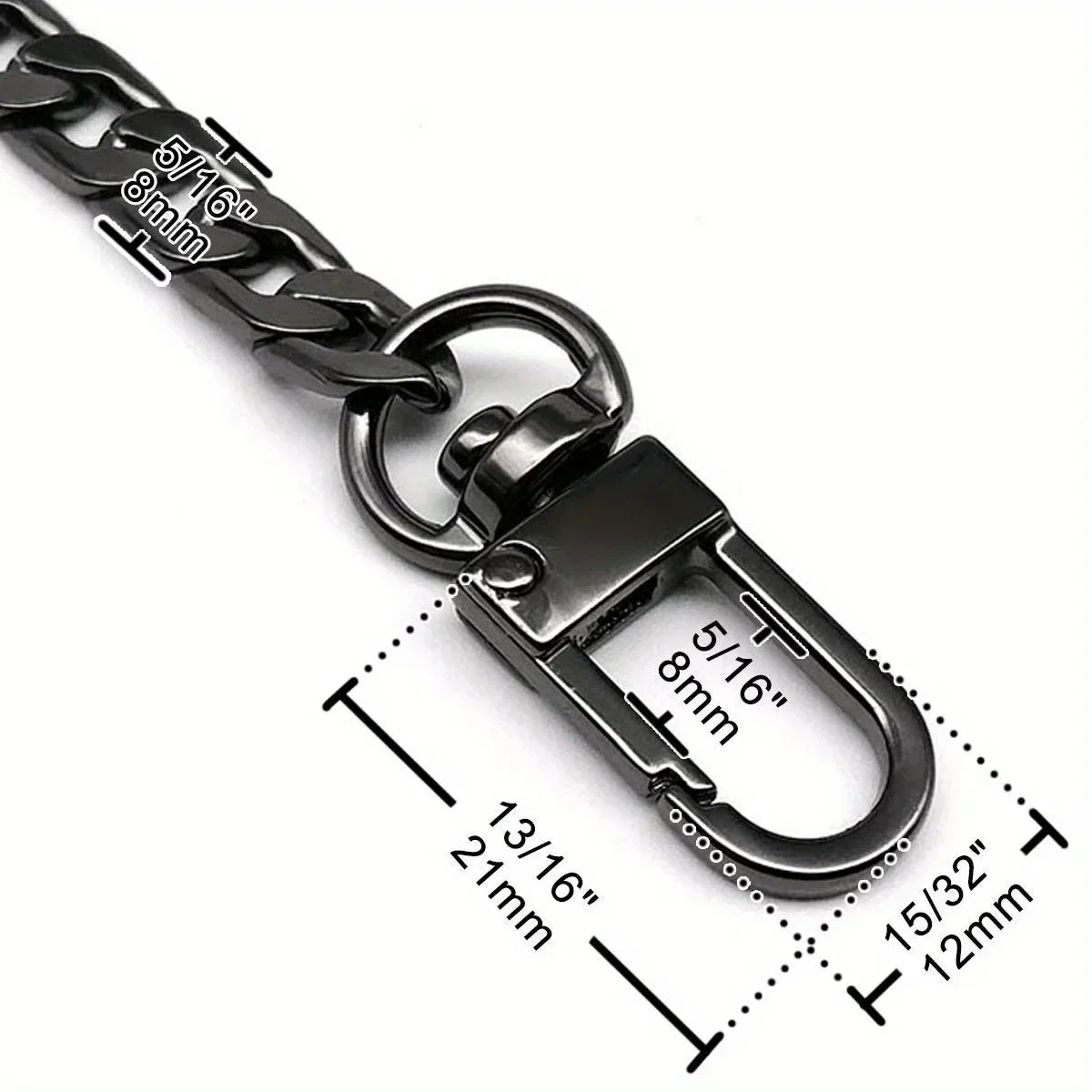 Purse Chain Strap Flat Chain Strap Handbag Chains with Metal Buckles for Wallet Satchel Tote Bags Shoulder Bag Chain Replacement