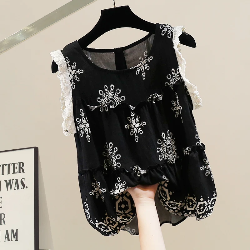 

Модный свободный топ-жилет с тяжелой вышивкой в виде цветов, универсальный, трендовый, для повседневной носки, из хлопка...