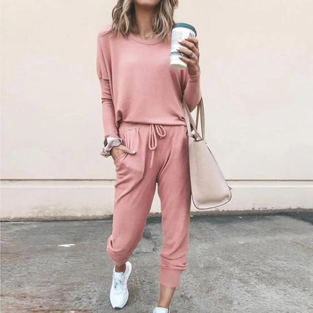 Women Autumn Casual Tracksuits 2023 Solid Color Loose Pullover Hoodies Two Piece Set Female Long Sleeve Tops Pants Sportswear