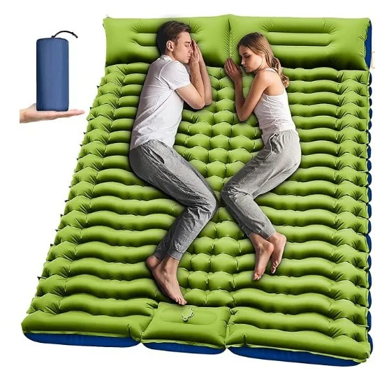 

Double Sleeping Pad for Camping Self-Inflating Mat Sleeping Mattress with Pillow for Hiking Outdoor 2 Persons Travel Bed Air Mat