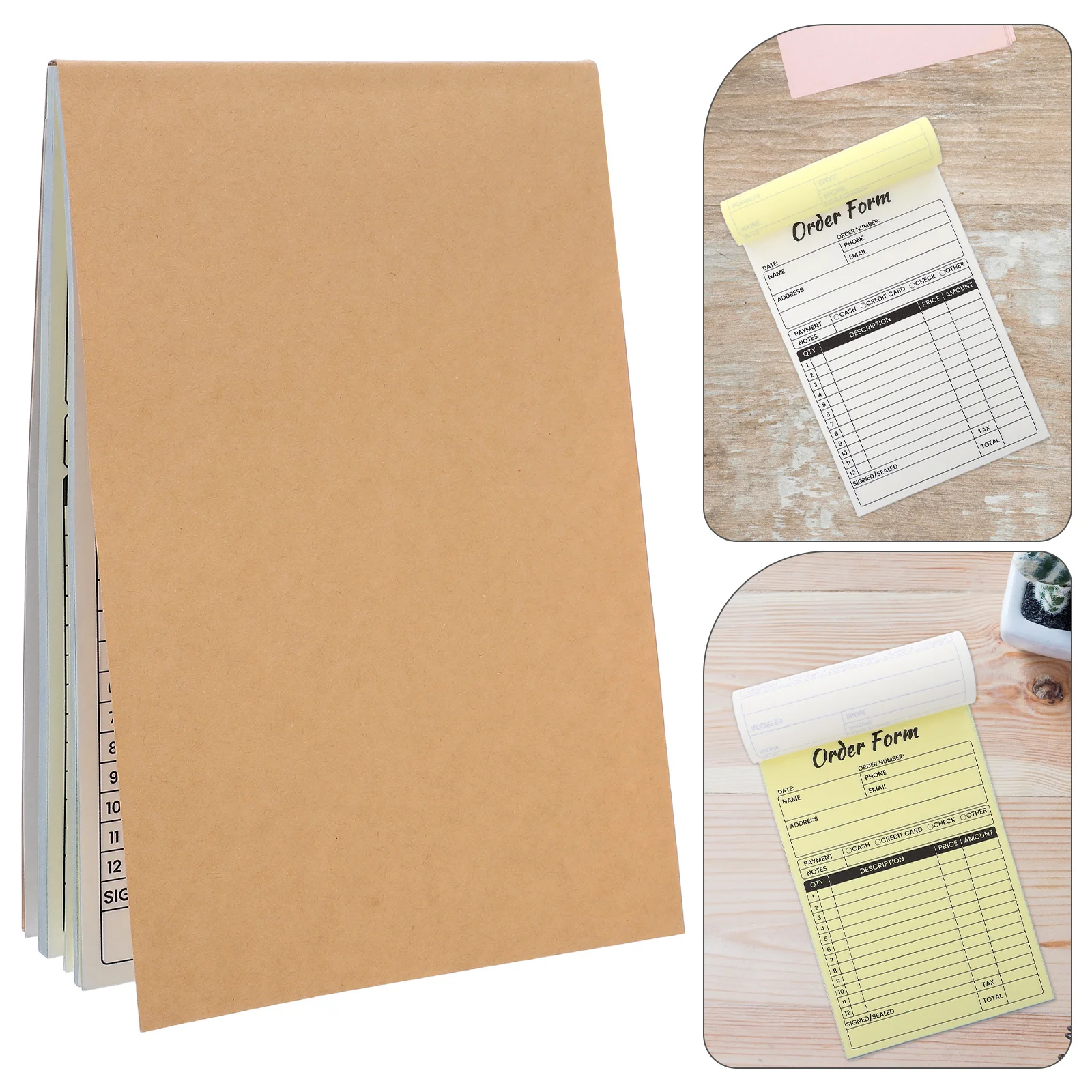 2Pcs Business Order Receipt Book Copy Receipt Pad Invoice Forms Small Business Restaurant Office Use 8.25x5.5 Inches
