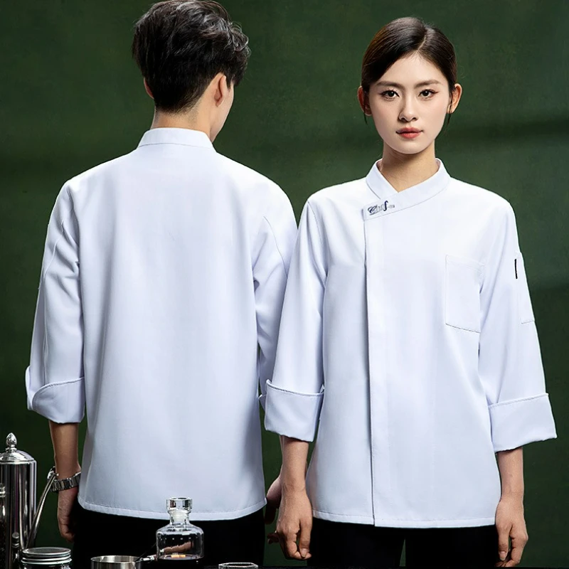 シェフジャケット ホワイト 厚手 長袖 大きいサイズ ホテル レストラン キッチン ウェイター ユニフォーム