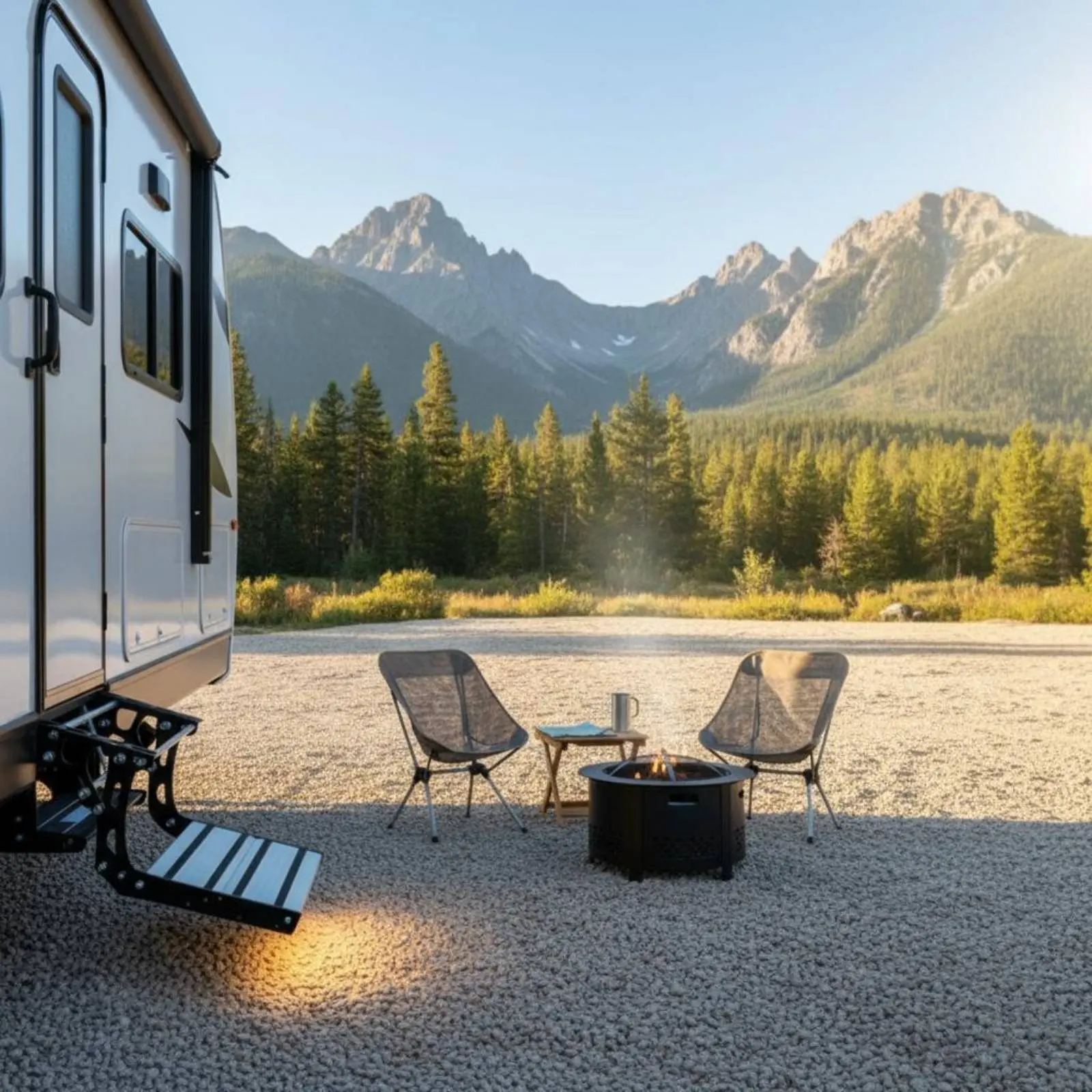LED RV Entry Step Anti-Slip Folding RV Step for Caravan