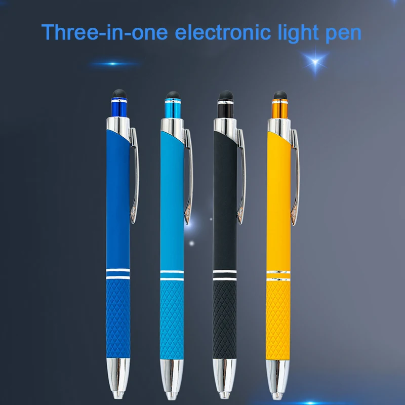 1PC 3 In 1 Touch Screen Stylus Ballpoint Pen With LED Light For iPad Iphone School Writing Pens