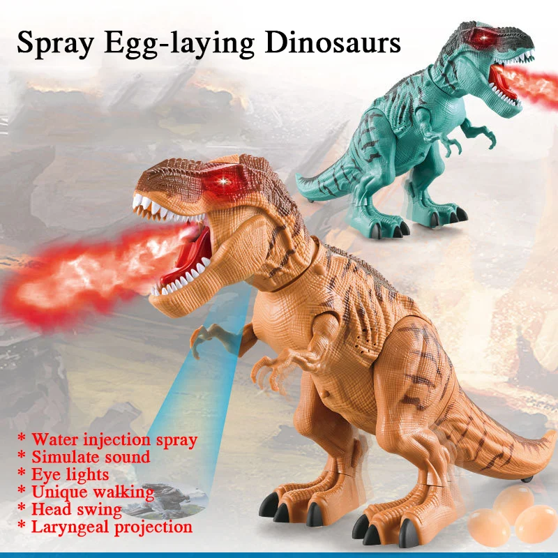 Large Electric Dinosaur Toys Walking Jet Dinosaur World With Mechanical Voice Tyrannosaurus Rex Luminous Egg Children Baby Gifts