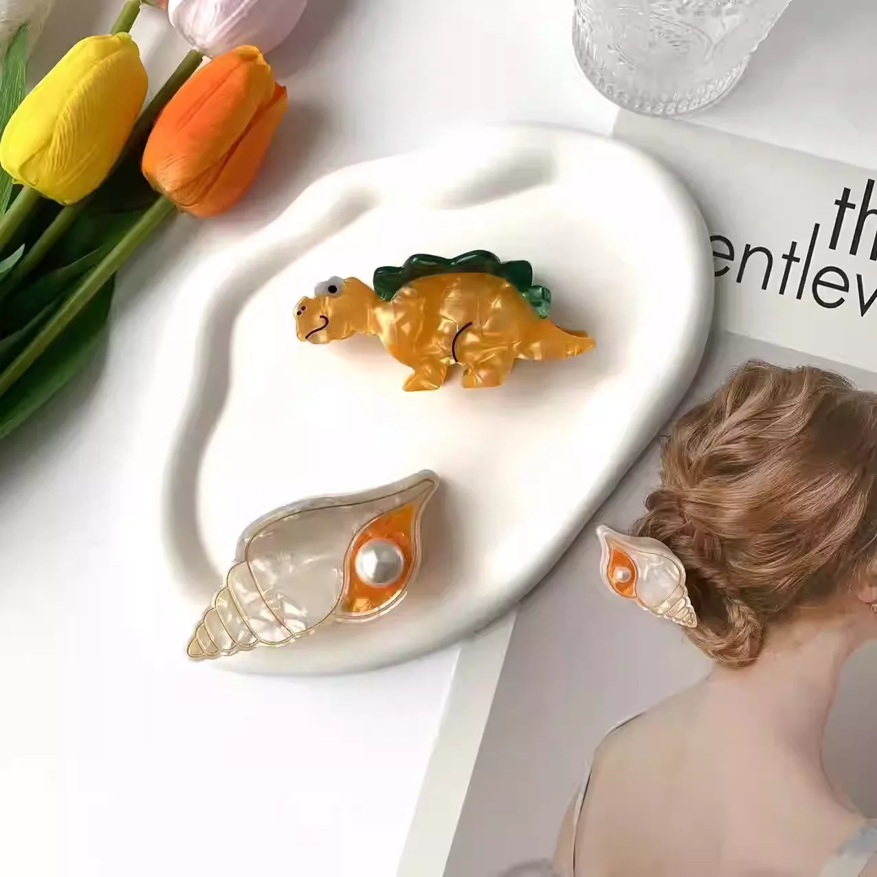 

Милые модные заколки для волос в виде морских животных, ацетатные зажимы-акулы, маленькие изящные заколки-крабы для полусобранных причесок, аксессуары для волос