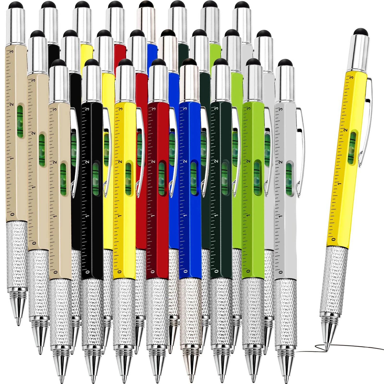 

80Pcs 6 in 1 Multifunction Ballpoint Pen with Handheld Tool Measure Technical Ruler Screwdriver Touch Screen Stylus Spirit Level