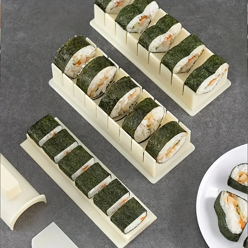 3 unids/set Kit de equipo para hacer Sushi, rollos de plástico para Sushi, molde cuadrado redondo en forma de corazón, herramientas para hacer Sushi, molde para rollo de pastel