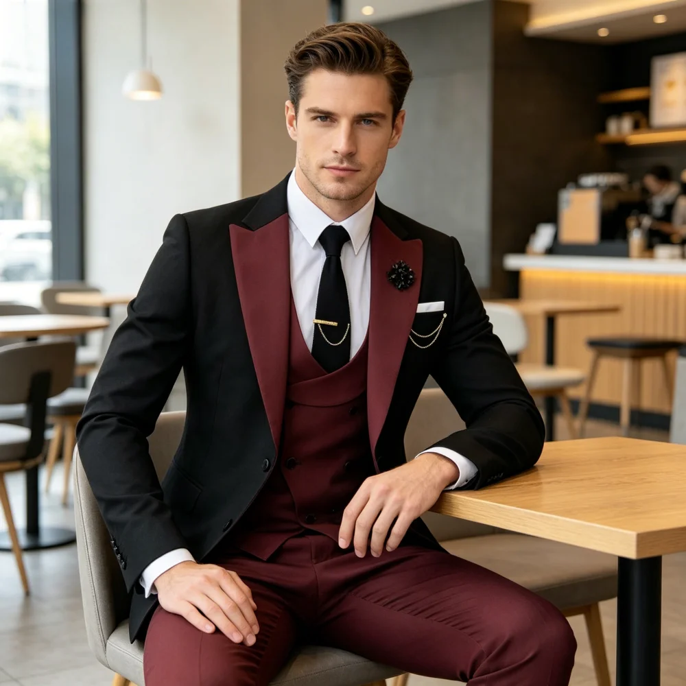 

Мужской костюм-тройка Slim Fit для торжественных мероприятий: пиджак, брюки, жилет – идеально для свадьбы, выпускного или делового встречи