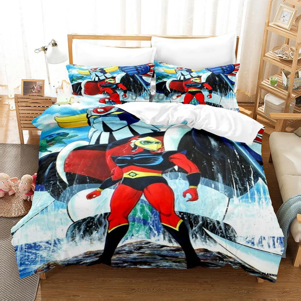 Set biancheria da letto Goldorak Copripiumino Grendizer stampato in 3D 3 pezzi Copripiumino doppio matrimoniale completo Queen King per bambini