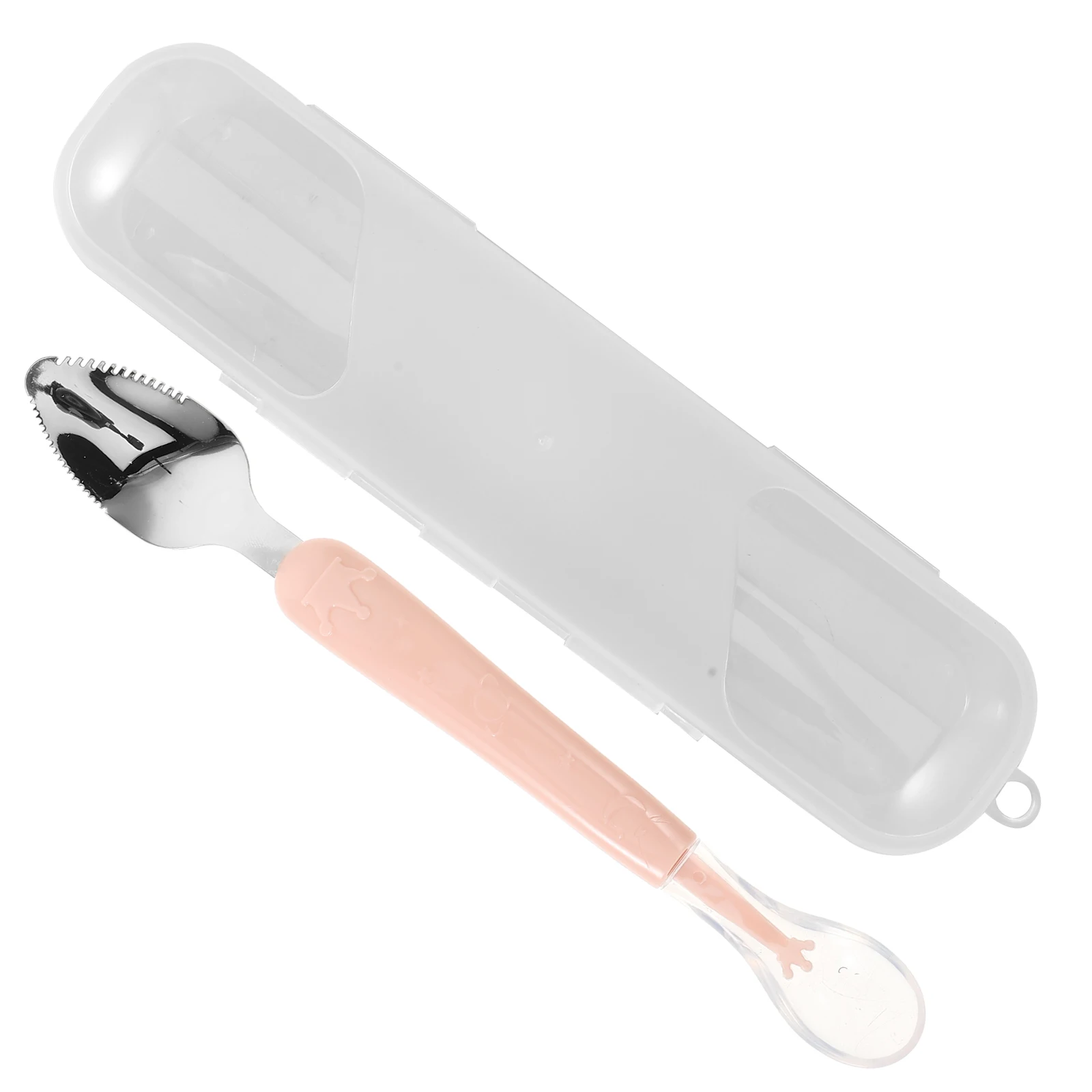 

Baby Scraping Spoon Food Supplement Spoon Feeding Puree Fruit Mud Scoop Utensil Pink Durable Safe Bilateral Round