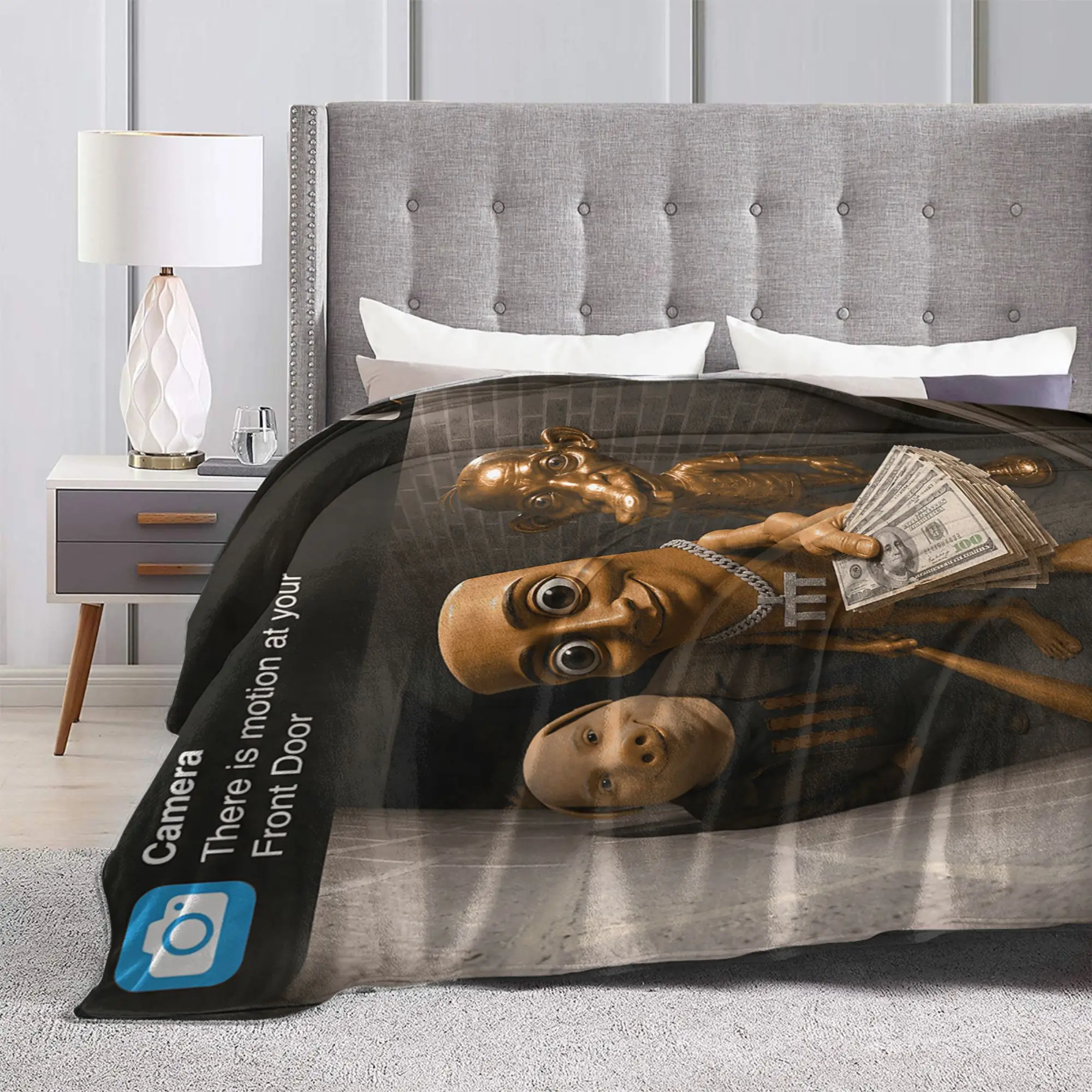 Tung Sahur John Pork Neegy Doorbell Meme Flexing Money Flannel Throw Blankets  Blankets for Home Outdoor Ultra-Soft Quilt