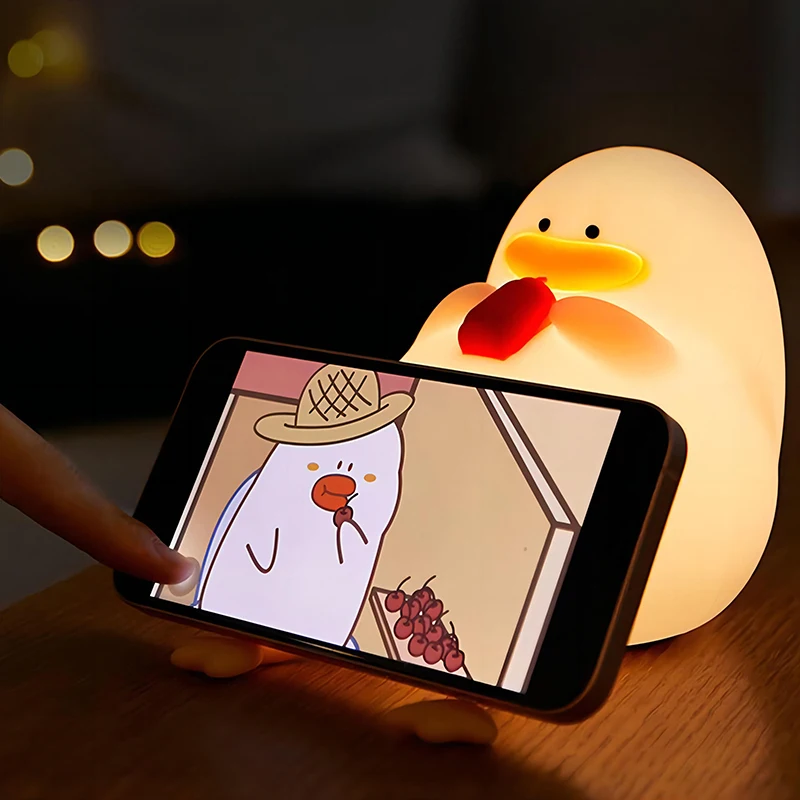 Duck Child Lamp Gift Decoration For Bedroom Night Light LED Silica Gel Decompression Bedside Table Lamp Cute And Fun Desk Lamp