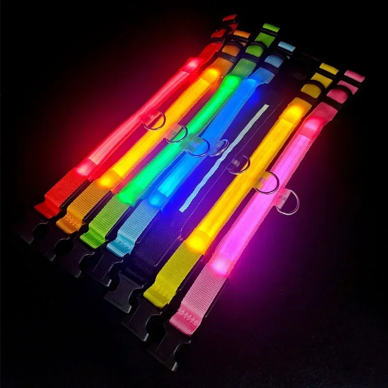 LED Dog Collar 3 Modes USB Rechargeable Adjustable Luminous Collar Night Safety Light Pet Accessory