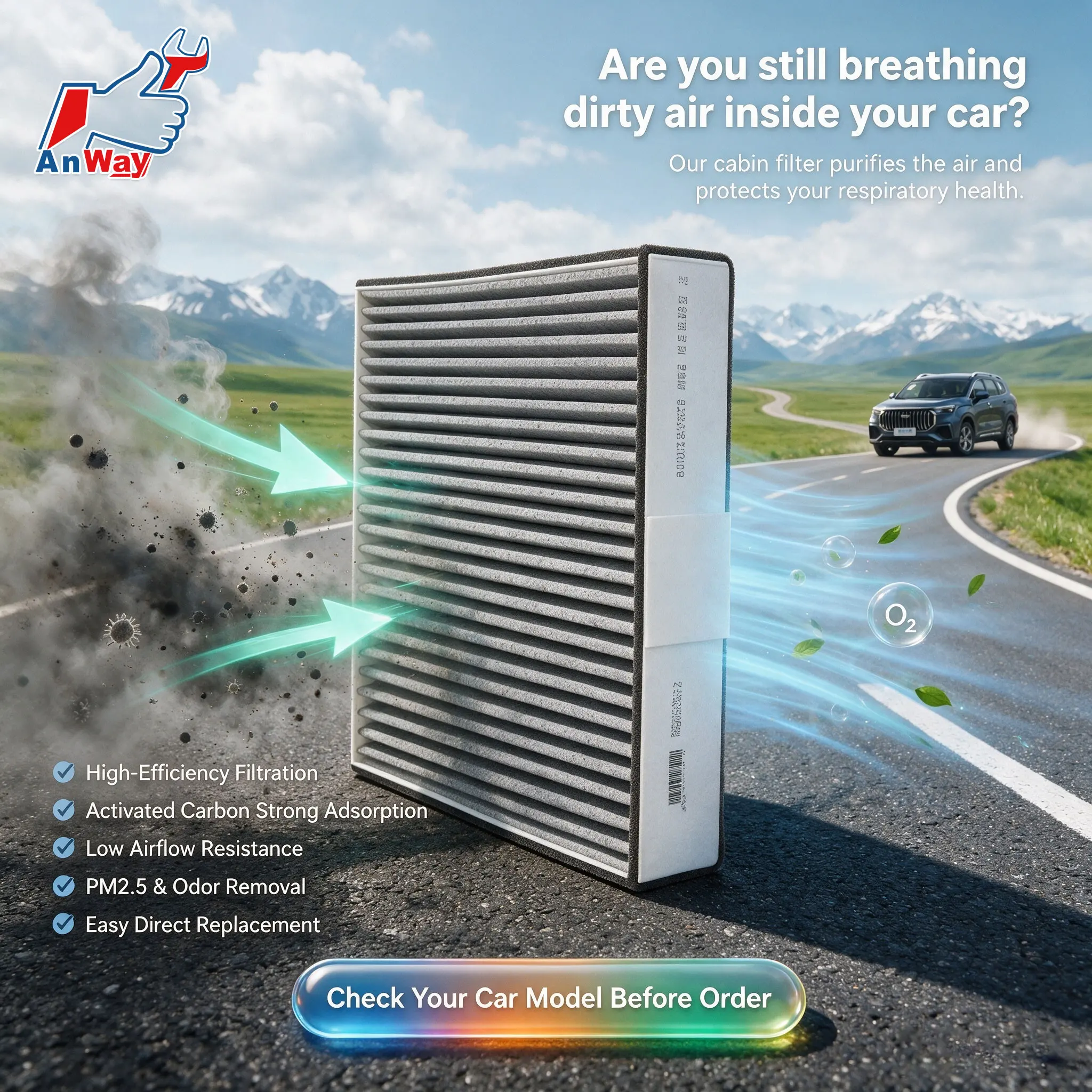 Custom Fit Car Cabin Air Filter For Geely Okavango 2022-2026 Auto Air Intake Filter Easy Install High Flow Air Intake