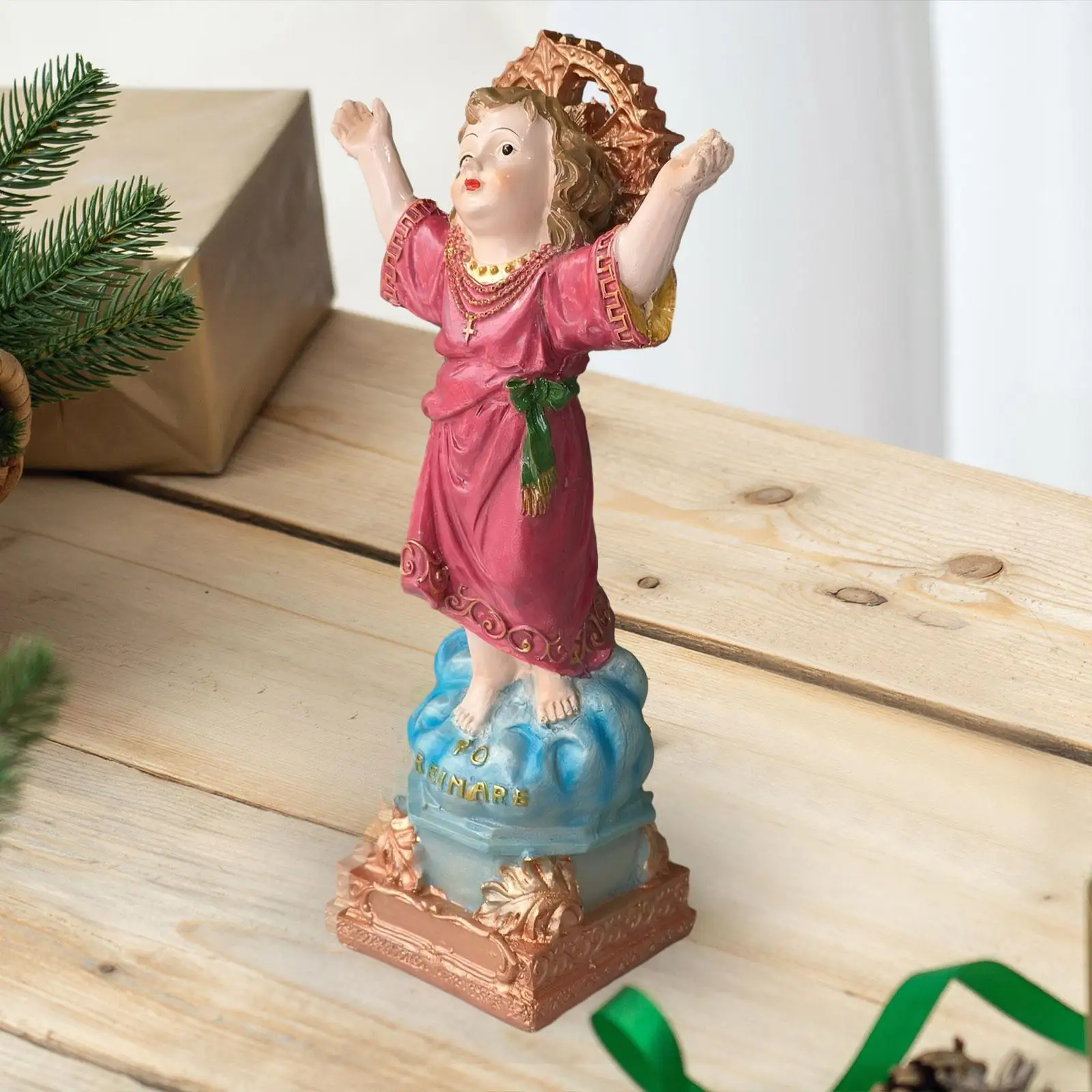 Divino Nino Estatua Jesus Figures Decorative Collections Painted Catholic Statue for Cabinet Livingroom Church Home Fireplace