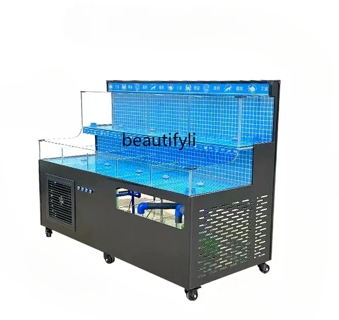 NQ Plastic Mobile Seafood Pool Refrigeration Integrated Shellfish Pool Lobster Hairy Crab Tank Hotel Commercial PVC Seafood Tank