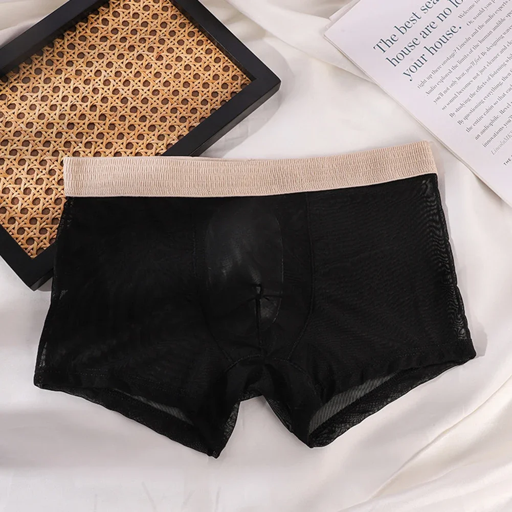 

For Daily Wear Breathable Trunks Mens Boxer Briefs L M Solid Color Ultra-thin Fabric Classic Style Comfort Fit