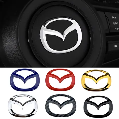 Car Steering Wheel Emblem Sticker Badge Decals for Mazda 3 6 2 Atenza Demio Axela CX-5 CX-3 CX4 MX5 CX30 Decoration Accessories