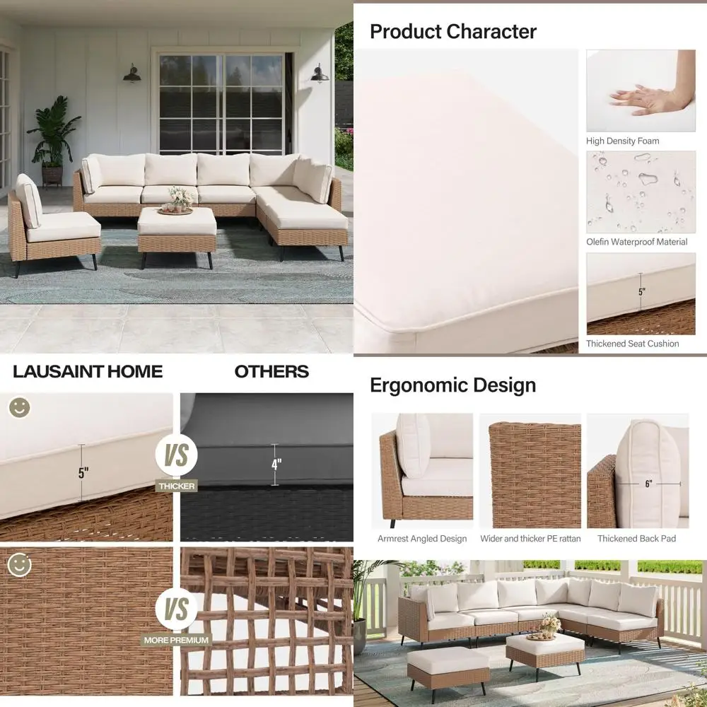 

8-Piece Outdoor Sectional Sofa Set, All-Weather PE Rattan Wicker Patio Conversation Area