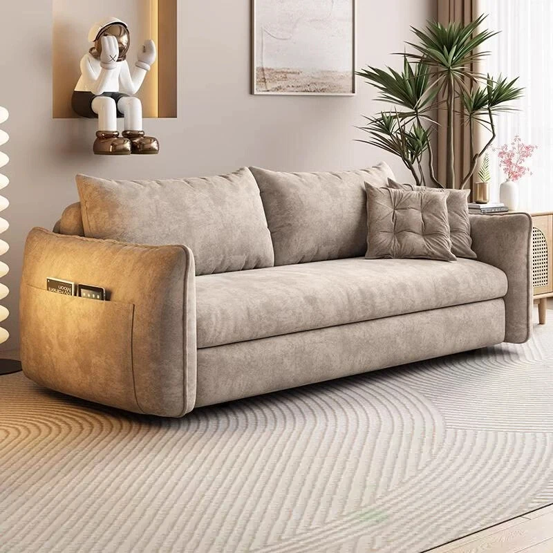 Modern Multi-Function Folding Sofa Bed Extendable Metal Frame Reclining Foldable for Bedroom Hotel Living Room Furniture