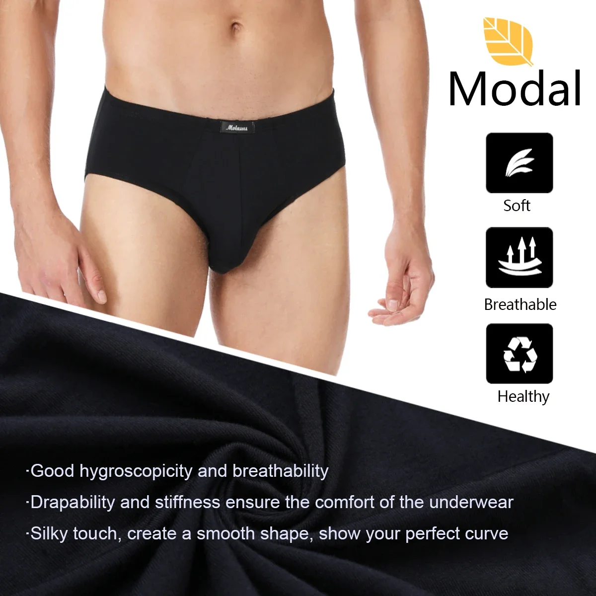 4 PCS/Set Men Triangle Underwear Low Rise Sexy Fashion Elasticity Double Layer 3D Pouch No Rolling Up Legs Triangular Underpants