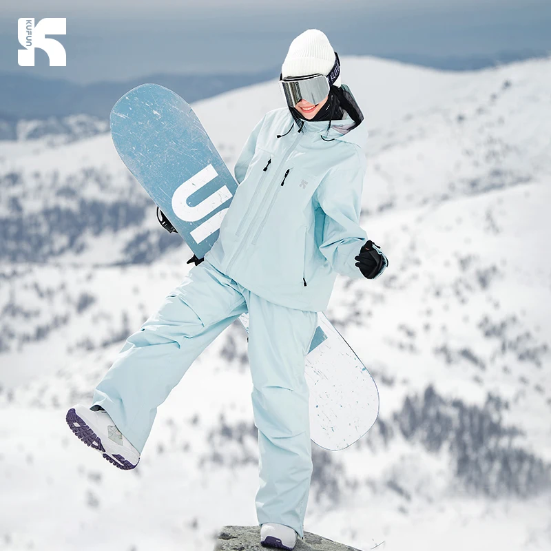 KUFUN Ski Wear Outfits Waterproof Thickened Snowboard Windproof Snow Jacket Top Pants Trousers Loose Casual Man Lady Teenager